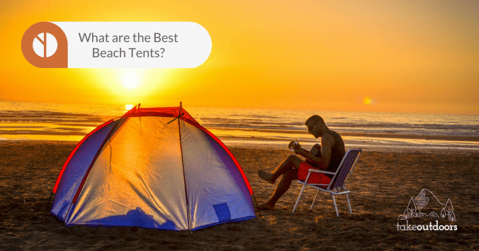 Picture of a beach tent beside a guy at Sunrise
