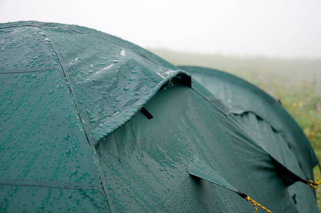 Photo of rain drops on tent
