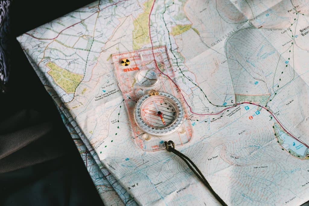 Picture of a Topo map and Compass