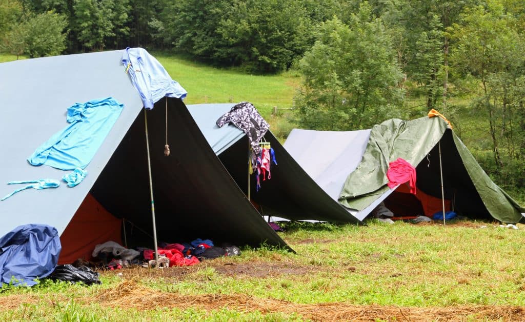 Sun drying clothing on top of tent