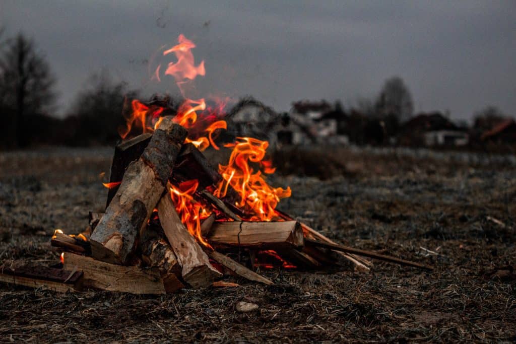 Wood fire burning