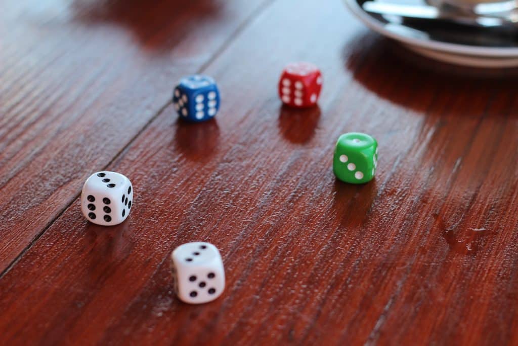 Dices on a table